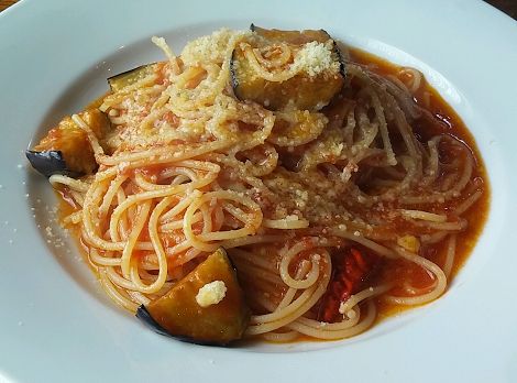 茄子とトマトのスパゲティ